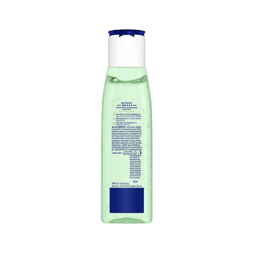 NIVEA Aloe Vera Gel Body lotion 75 ml For 24H hydration, refreshed skin feeling, healthy looking skin