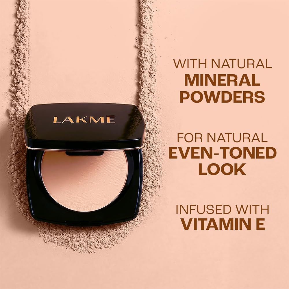 Lakme Forever Matte Compact, Smooth Finish, Lightweight Compact Powder That Lasts for 12 HrsFor A Natural Even Toned Look, Pearl, 9g