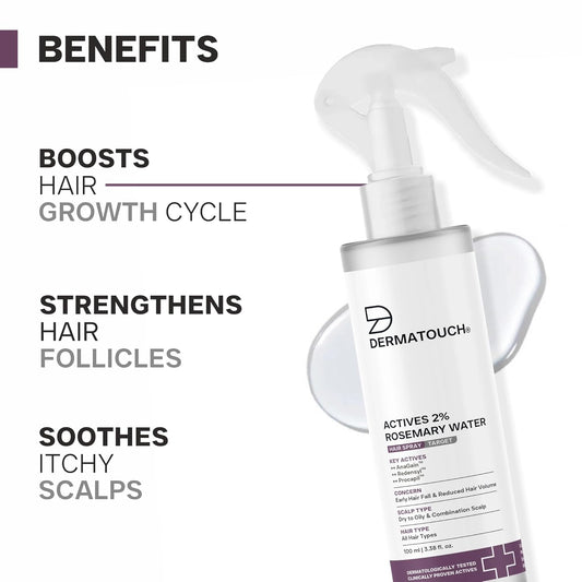 DERMATOUCH Rosemary hair Spray for Hair Growth | Advance 2% Actives Rosemary, Redensyl, Anagain and Procapil Spray Mist for Fall Control, Stimulates for Hair Growth, Adds Shine, Strengthens | 100ml