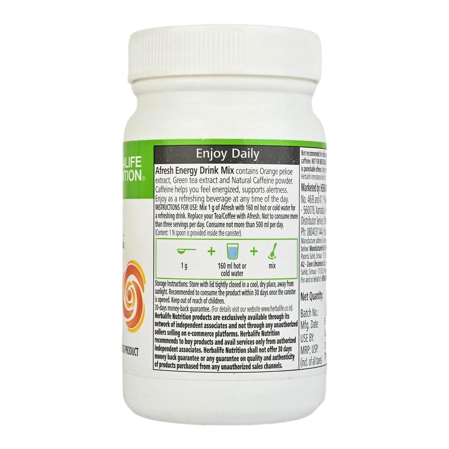 Herbalife Afresh Energy Drink Mix - 50 gm - Lemon