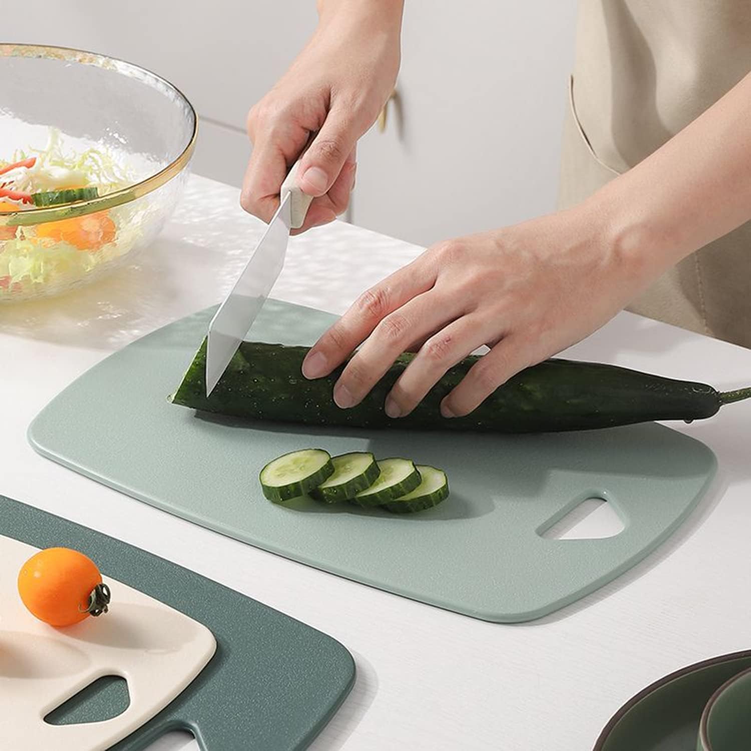 JD FRESH Plastic Chopping Board Set with Hanging Holes/Home Use Cutting Board/Chopping Board for Kitchen/Vegetable Cutting Board for Veggies, Fruits, with Easy Grip Handle (Set of 3)