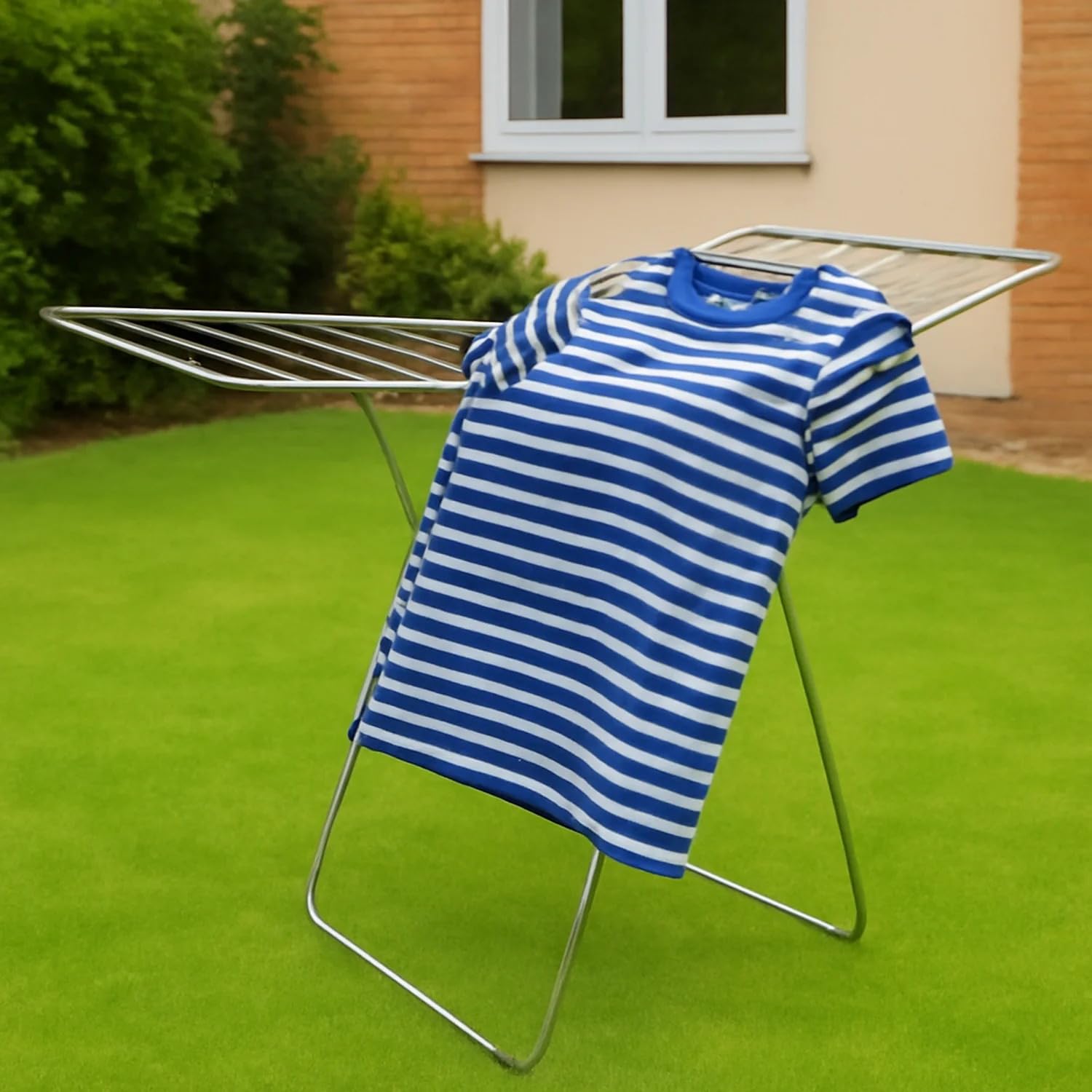SUPERMOM Foldable Clothes Drying Stand – Heavy Duty Stainless Steel Laundry Rack – Rustproof, Space-Saving, Multi-Layer, Dryer for Clothes, Towels & Garments – Indoor/Outdoor Collapsible Compact Stand