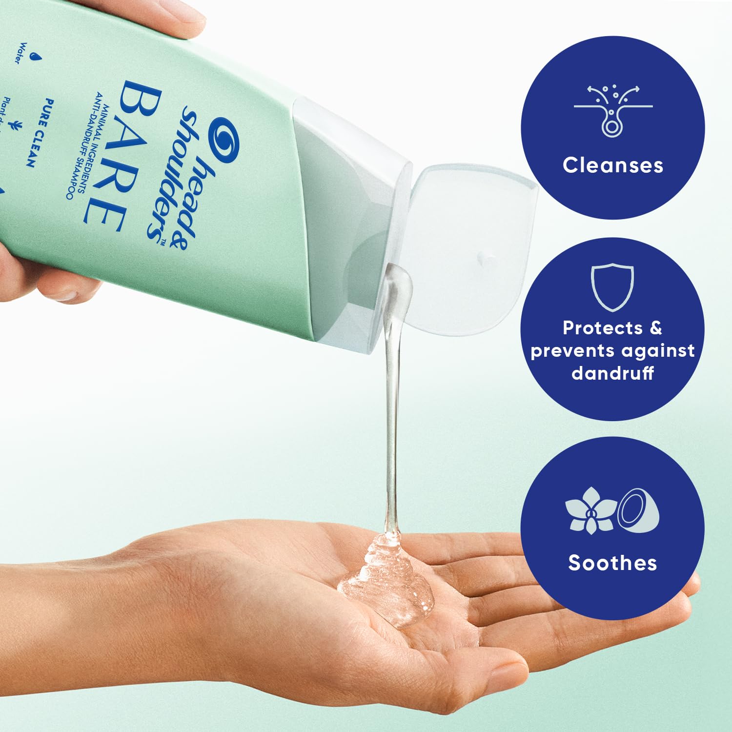 Head & Shoulders BARE Anti-Dandruff Shampoo, Pure clean, Sulfate-Free, Silicone-Free, Dye-Free, Gentle shampoo, 400ml