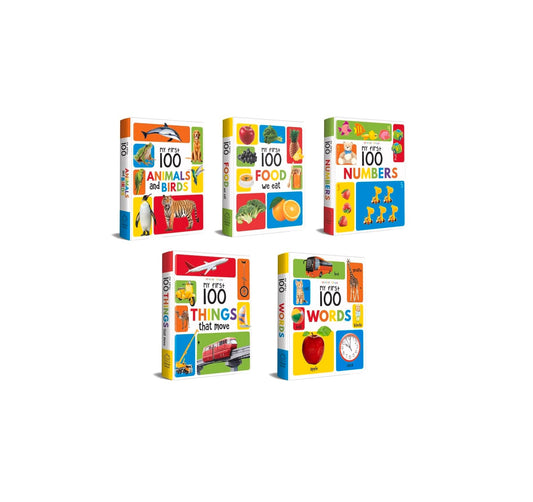My First 100 Library: Boxset of 5 Early Learning Board Books for Kids | Board book - Coloring Book