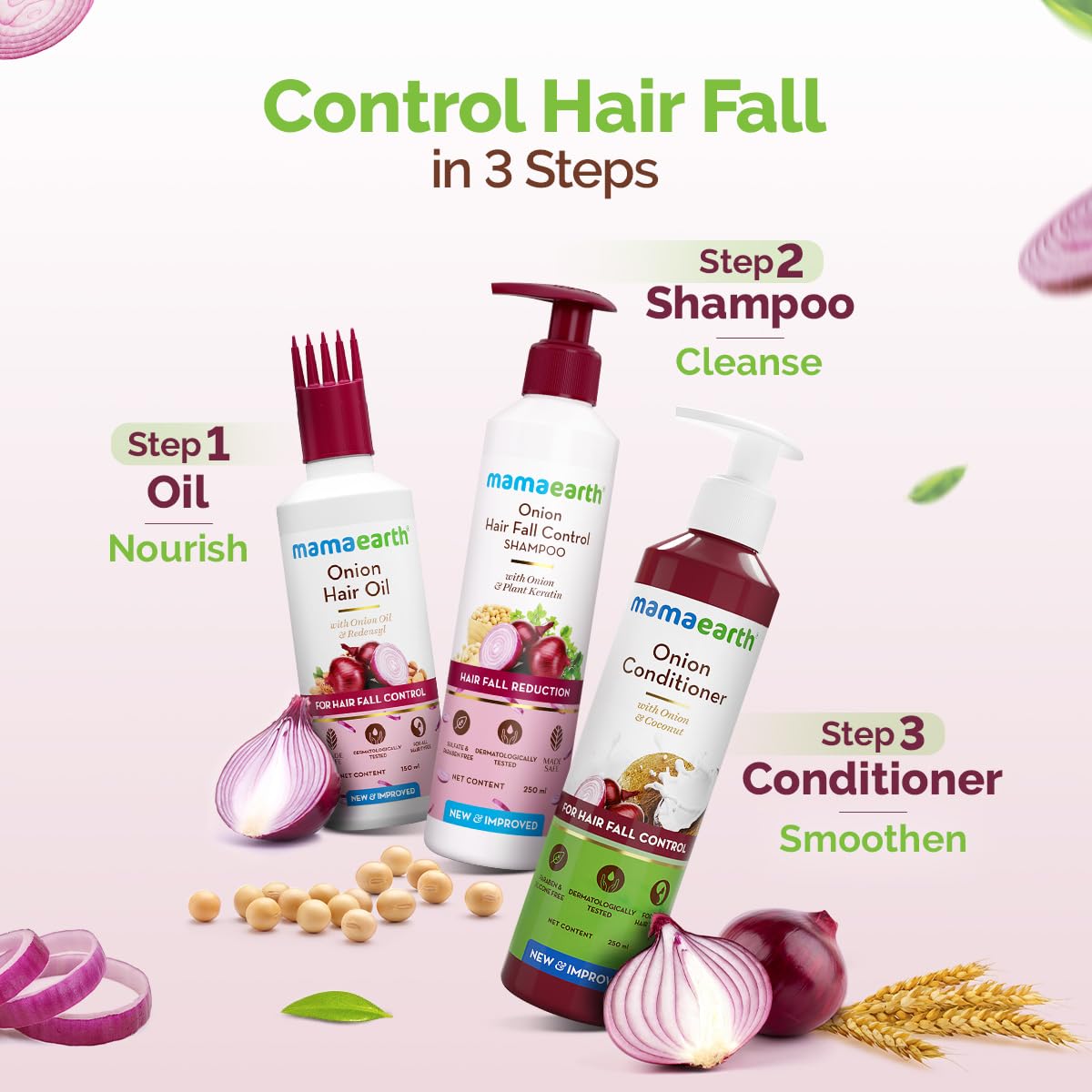 Mamaearth Onion Hair Oil for Hair Growth & Hair Fall Control with Redensyl 150ml