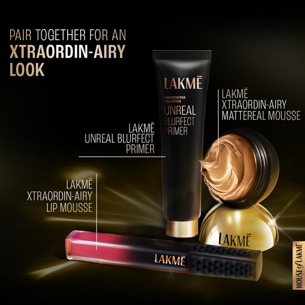 Lakme Xtraordin-airy Mattereal Mousse Foundation, Matte Finish, Minimizes Pores, Has SPF8, 02 Rose Creme, 25g