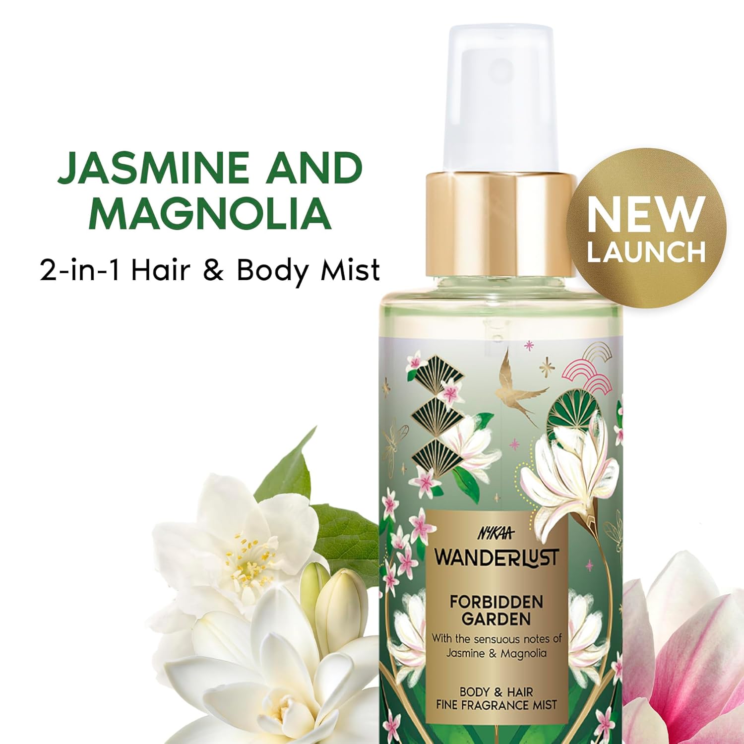 Nykaa Wanderlust Forbidden Garden Body & Hair Fine Fragrance I | Perfume Mist for Women – 200 ml I Jasmine and Magnolia |