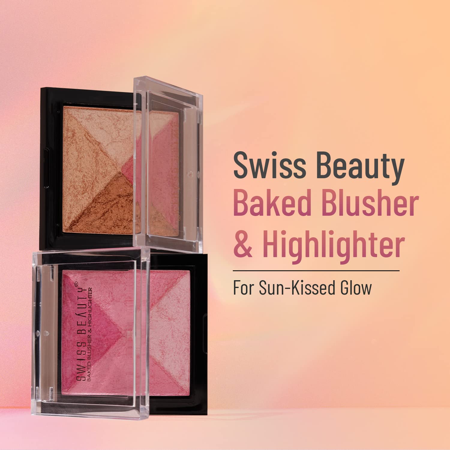 Swiss Beauty Baked Shimmer Blusher And Highlighter Palette For Face Makeup| Multicolor-5, 7 Gm |