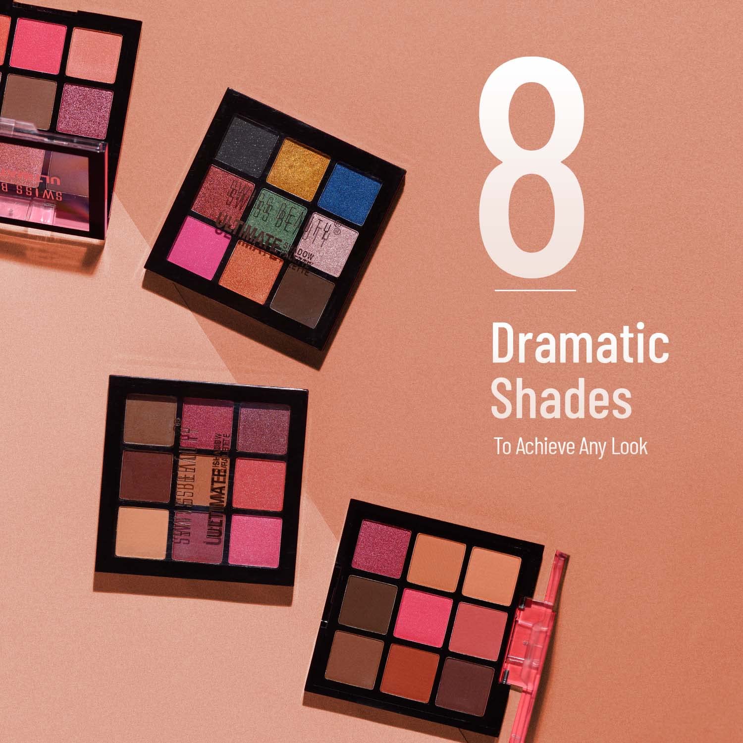 Swiss Beauty Ultimate 9 Pigmented Colors Eyeshadow Palette Long Wearing And Easily Blendable Eye Makeup Palette Matte, Shimmery And Metallic Finish - Multicolor-08, 6G