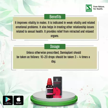 Dr Willmar Schwabe Damiaplant Drops Homeopathic Damiana Ginseng For Vitality 30ml
