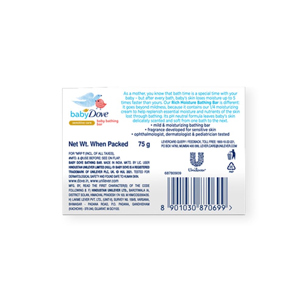 Baby Dove Rich Moisture Bathing Bar - Pack of 6 - 75 gm