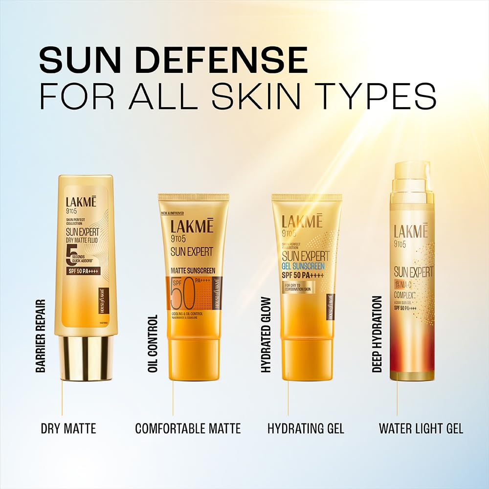Lakme SPF 50 PA++++ Sunscreen Lotion for Bright Skin | In Vivo Tested | UVA UVB Blue Light Protection | Water light| No White Cast | Niacinamide| For All Skin Types | 50 ml