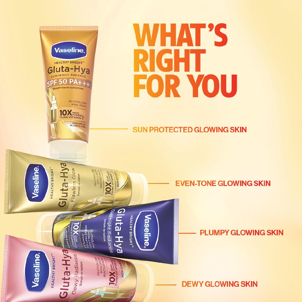 Vaseline Gluta Hya - Antioxidant SPF 50 PA+++ Sunscreen for Face & Body | Glutathione & Hyaluronic Acid infused Sunscreen 175 ML