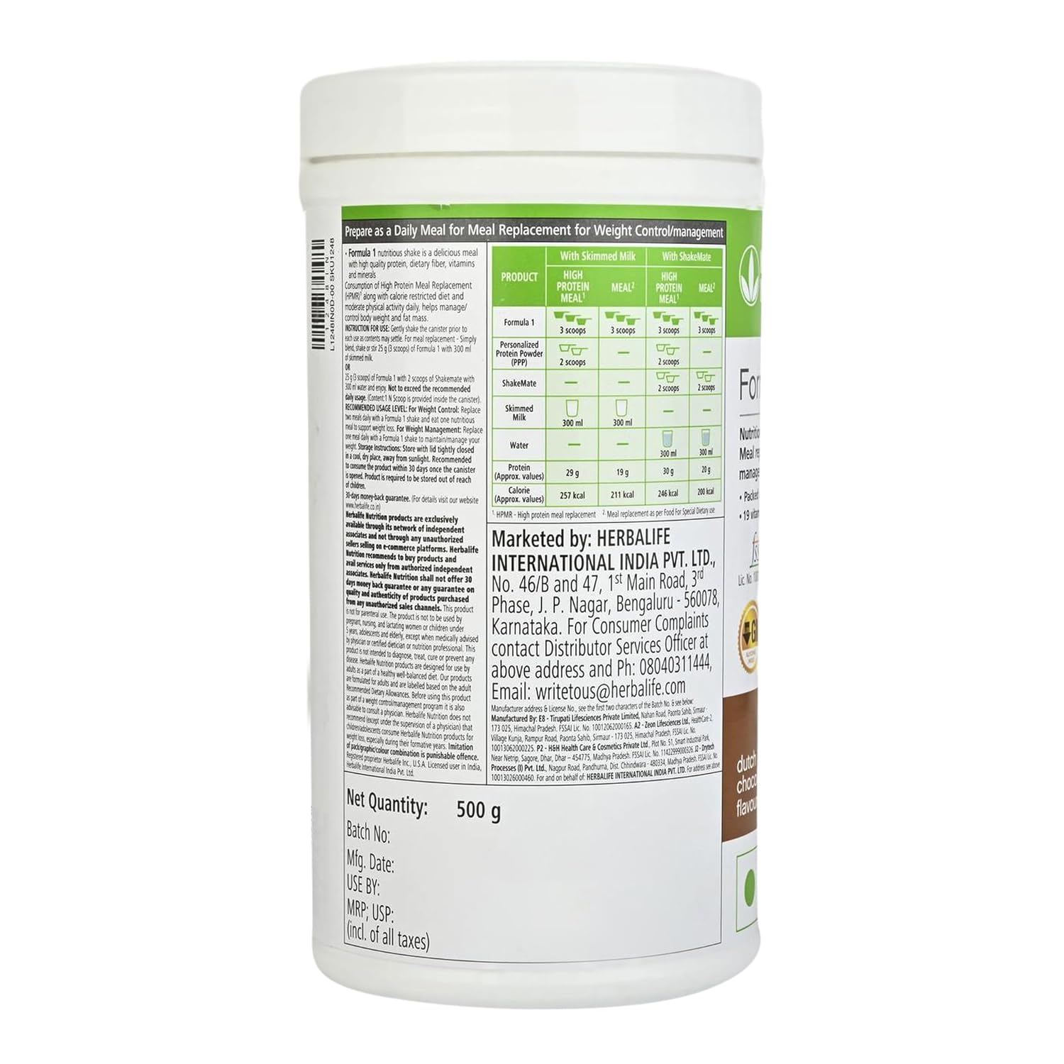 Herbalife Formula 1 - Nutritional Shake Mix - Chocolate Flavour - 500 gm
