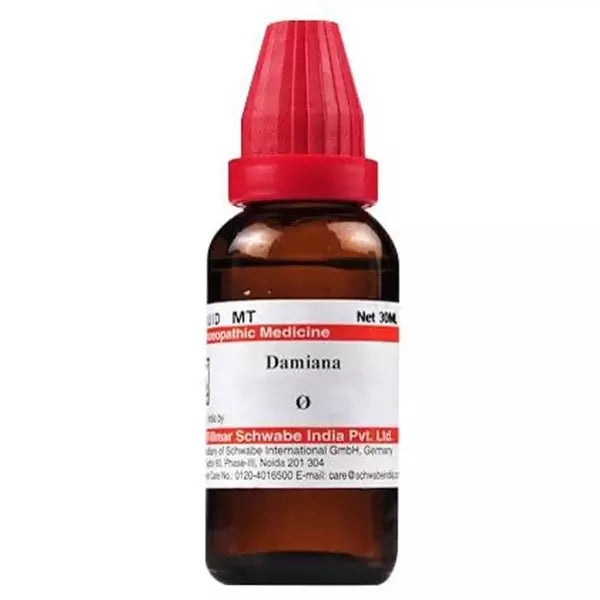 Dr Willmar Schwabe India Damiana Mother Tincture 1X (Q) (30ml) for migraines acidity indigestion constipation
