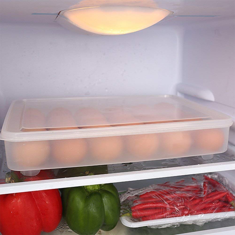 param Clear Large Capacity Portable Home Picnic Plastic Egg Box Case 24 Holder Storage Container Fridge, Egg Box for 24 Eggs, Set of 1 Pieces