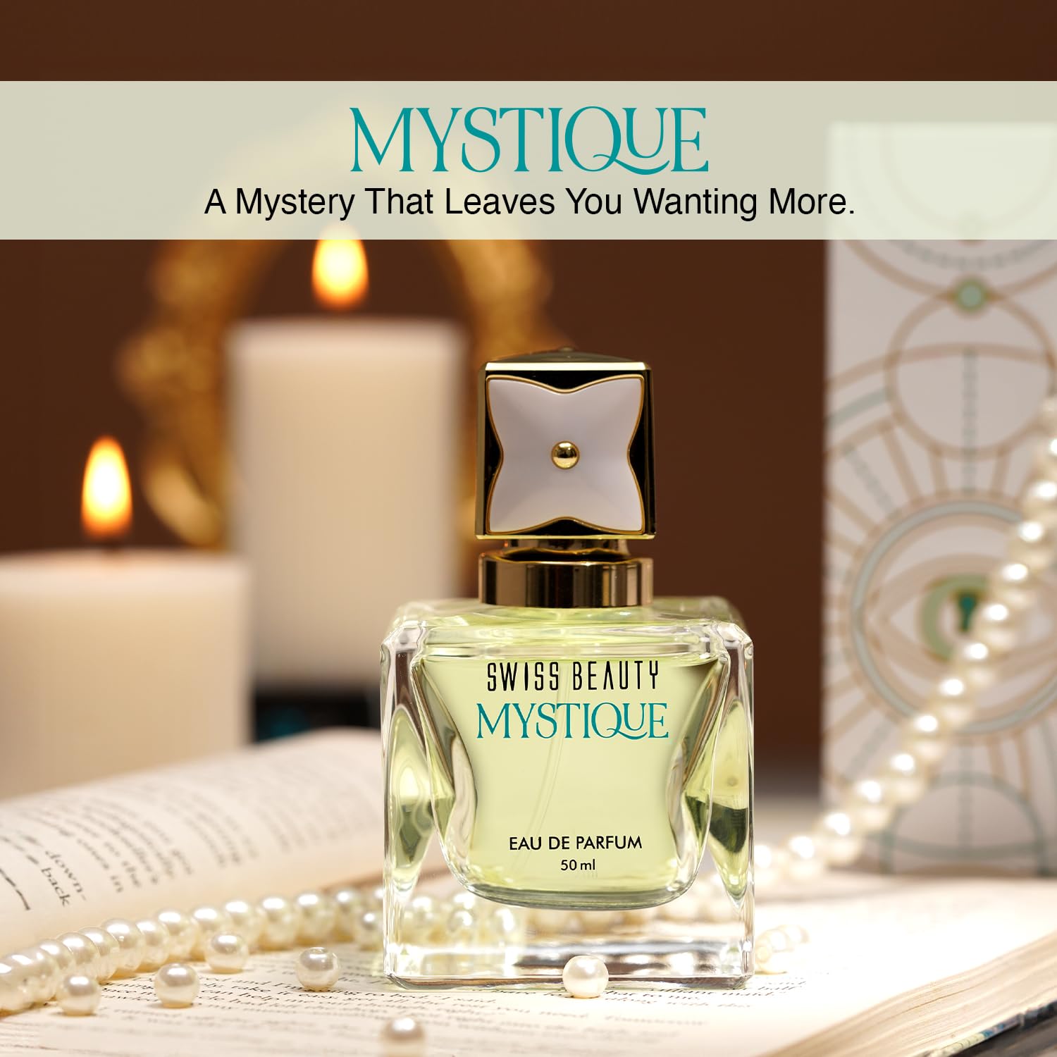 Swiss Beauty Mystique EDP | Long-Lasting | Ideal For Gifting | Everyday Wear | Top Note: Pink Pepper | Middle Notes: Rose & Raspberry Flowers | Base Note: Amber | 50ml