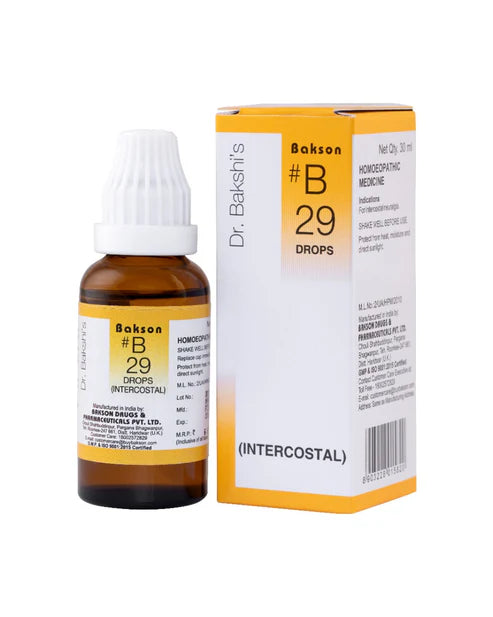Bakson B29 Intercostal Drops (30ml) For Pain in the ribs, Chest Pains with Burning, short breath