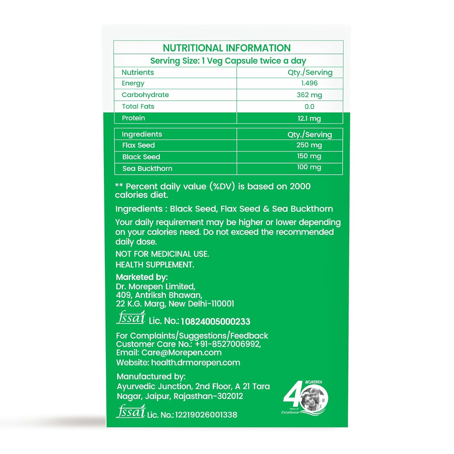 DR. MOREPEN Omega 3 6 7 9 (60 Veg Capsules) For heart and brain function, bones and joint strength