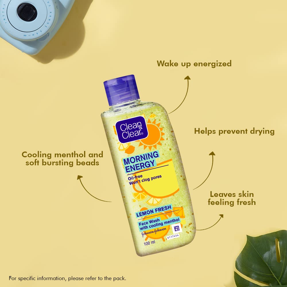 Clean & Clear Morning Energy Lemon Fresh Face Wash, Yellow, 150 ml For clean and clear skin, Brighterskin