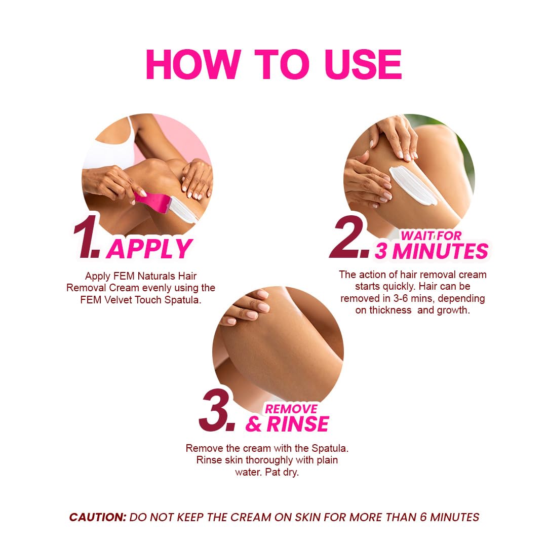 Fem Fairness Naturals Rose Hair Removal Cream - 180g (120g + 60g Free) | For Sensitive skin