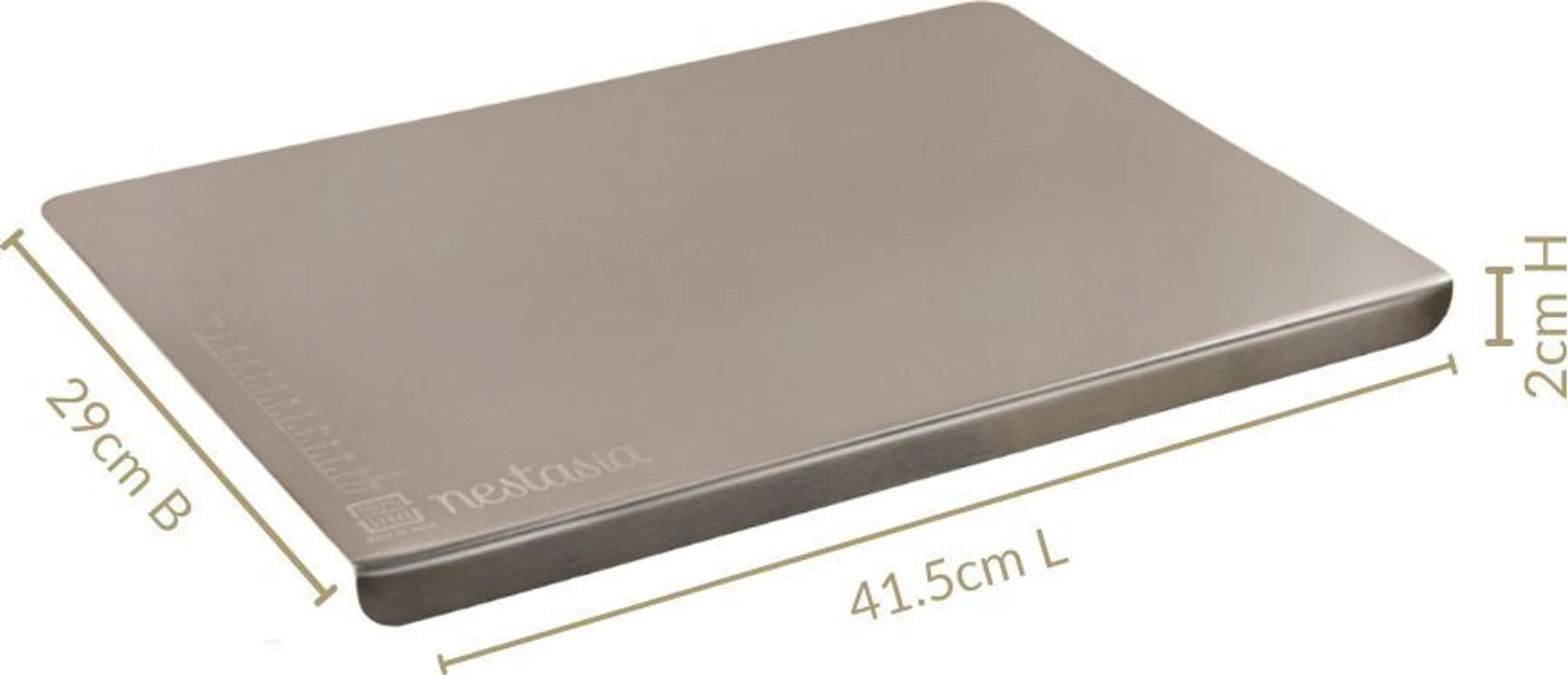 Nestasia Stainless Steel Counter Top Chopping Board (41.5cm x 29cm) with Markings Stainless Steel Cutting Board (Silver Pack of 1 Dishwasher Safe)