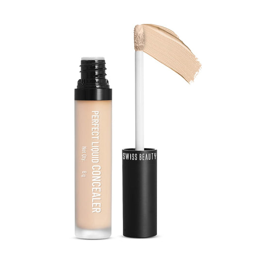 Swiss Beauty Perfect Liquid Light Weight Concealer With Full Coverage |Easily Blendable Concealer For Face Makeup With Matte Finish | Shade- Light Moyen, 6g