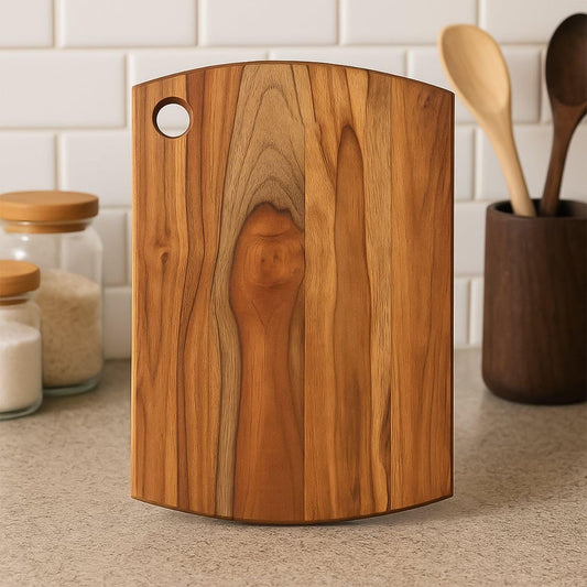 Large Teak Wood Chopping Board 10x14 Inch | Eco-Friendly Natural Wooden, For Kitchen, Meat, Veggies & Fruit, Heavy-Duty Thick Butcher Block