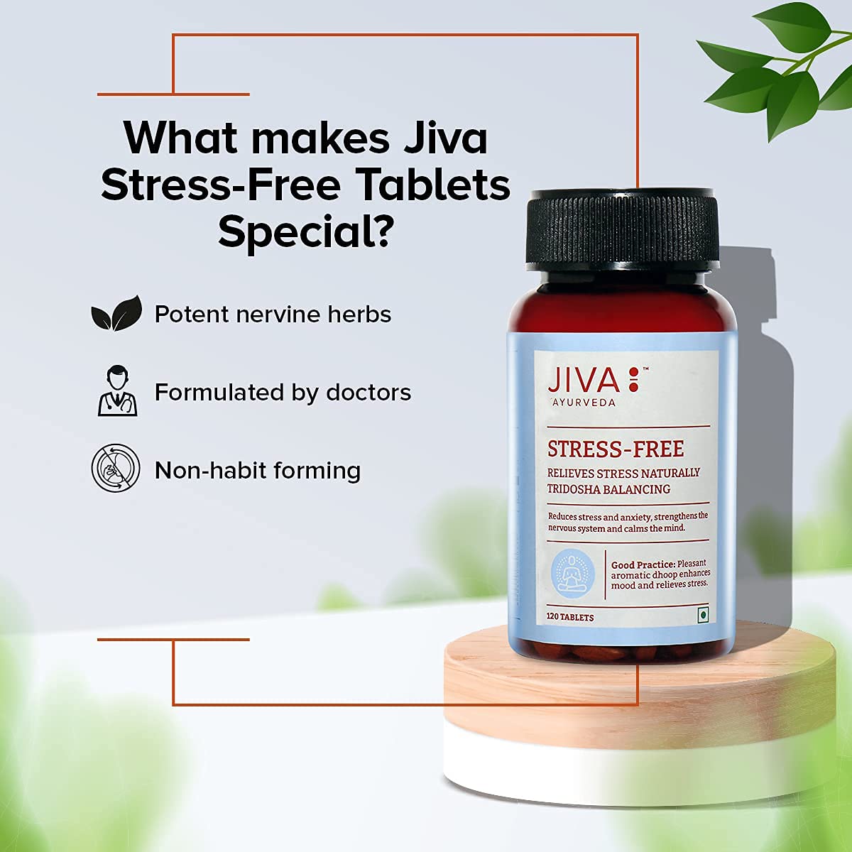 Jiva Ayurvedic Stress Free Tablets (120 Tablets)