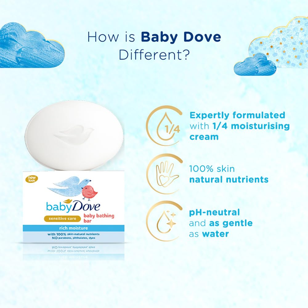 Baby Dove Rich Moisture Bathing Bar - Pack of 6 - 75 gm