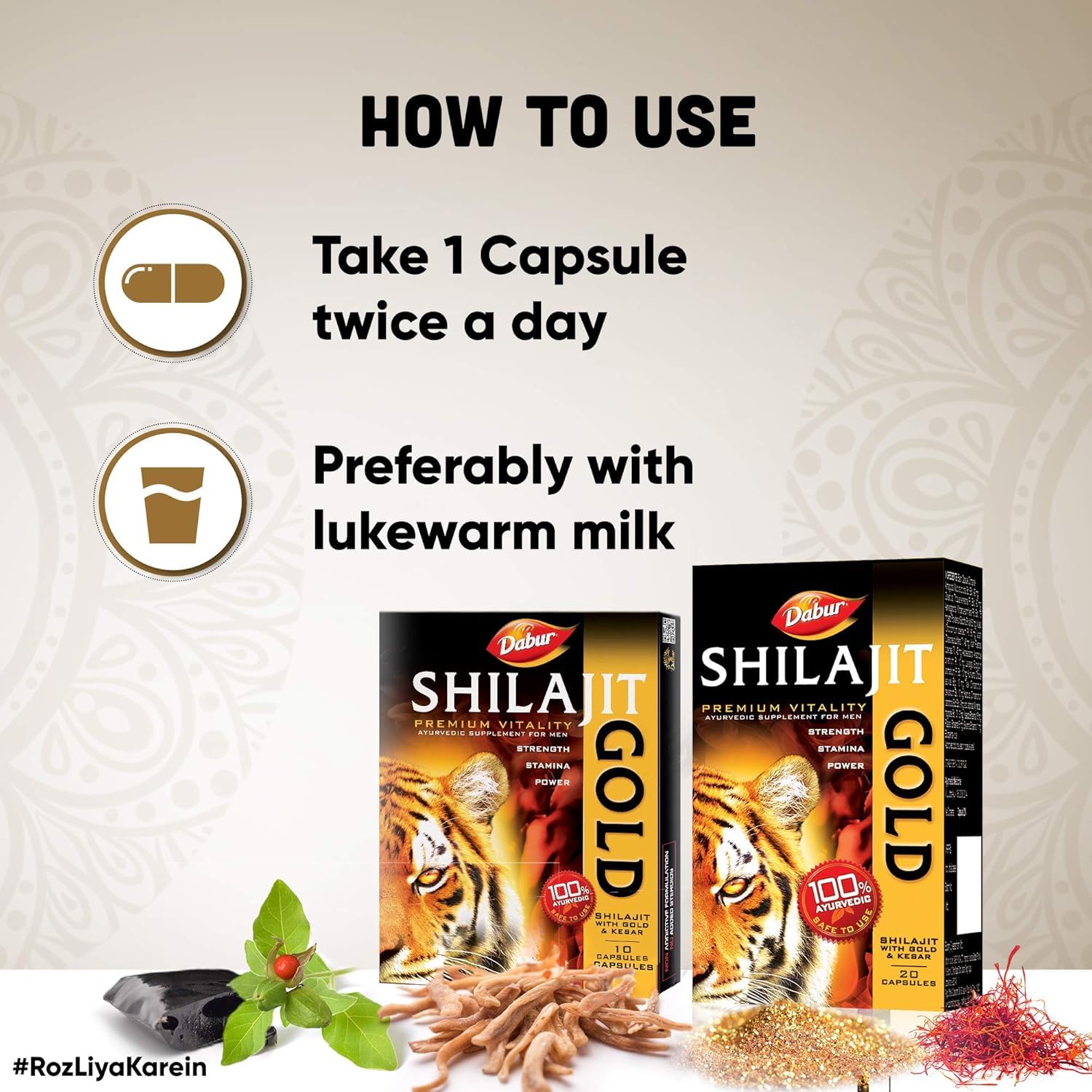 Dabur Ayurvedic Shilajeet Gold (20caps) for boost stamina, strength, and energy