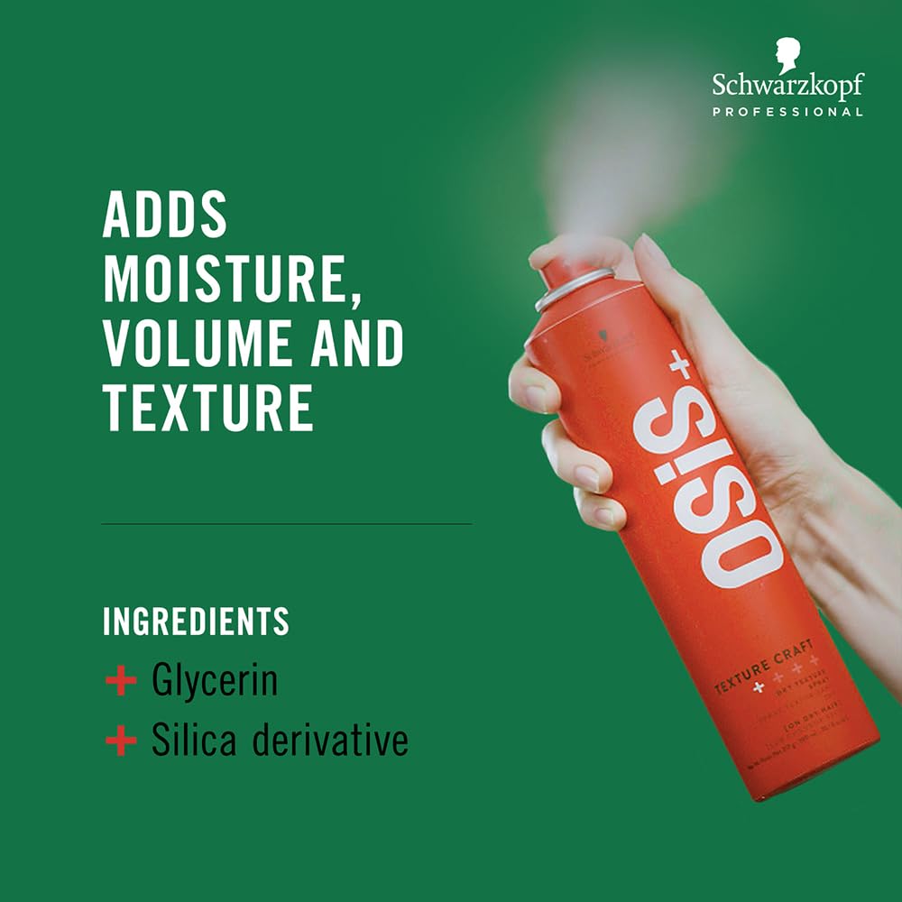 Schwarzkopf Professional OSiS+ Texture Craft Dry Texture Hair Styling Spray Mist I Non Crispy Hair With a Natural Shine I Vegan | Fine Dry Spray Mist | Flexible hold | 300 ml