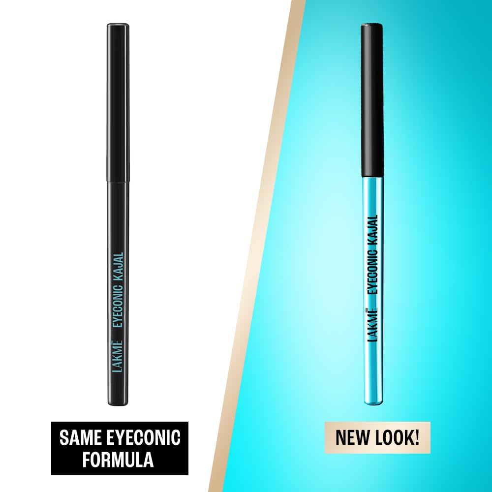 Lakme 9-5 Eyeconic Kajal, Deep Black, Smudgeproof and Waterproof that lasts upto 24H, for 2x dark pigment, 0.35g