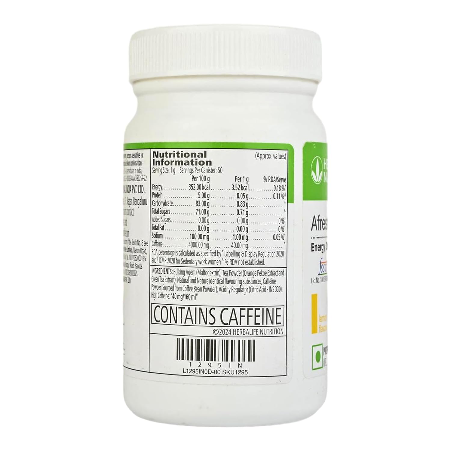 Herbalife Afresh Energy Drink Mix - 50 gm - Lemon