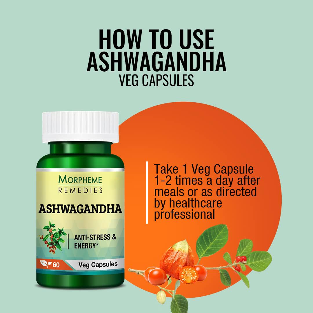 Morpheme Remedies Ashwagandha 500 mg – 60 Veg Capsules For stress management, immune system
