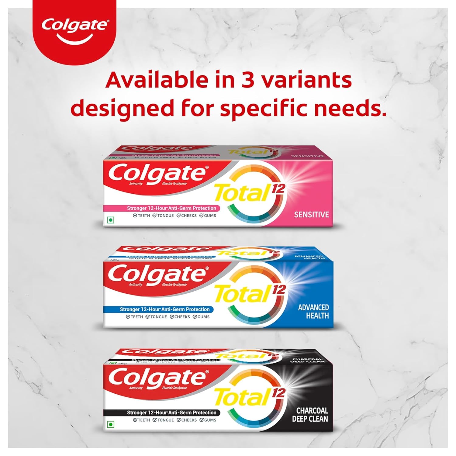 Colgate Total Whole Mouth Health, Antibacterial Toothpaste, 120gm (Charcoal Deep Clean)