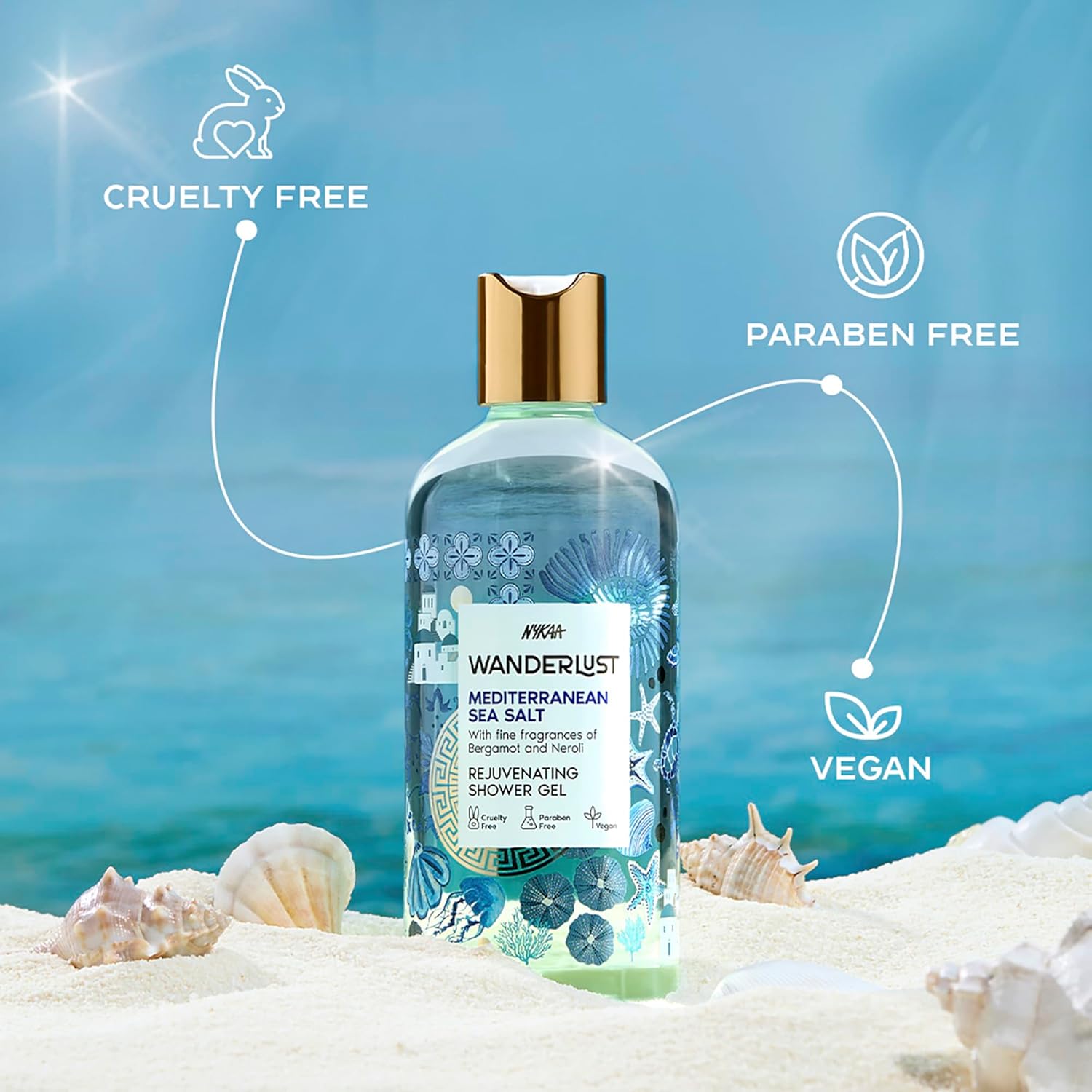 Nykaa Wanderlust Mediterranean Sea Salt Shower Gel, 300 ml|
