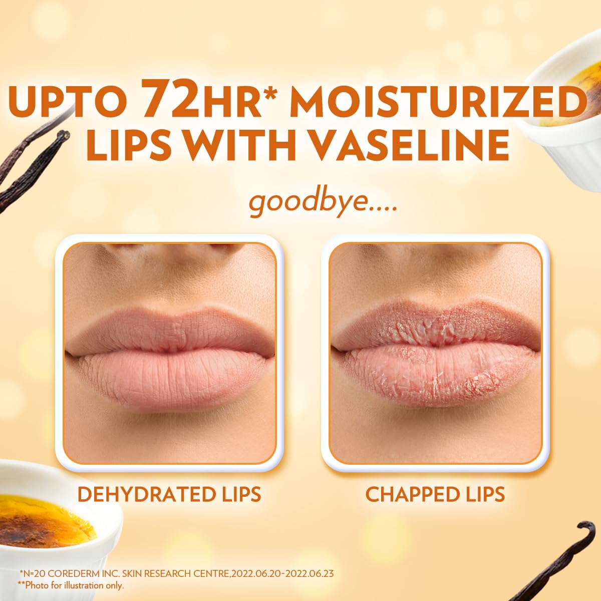 Vaseline Lip Therapy Crème Brûlée | Flavoured Balm for Smooth & Kissable Lips | 72Hr Moisturization | Sweet Dessert Fragrance | 7g