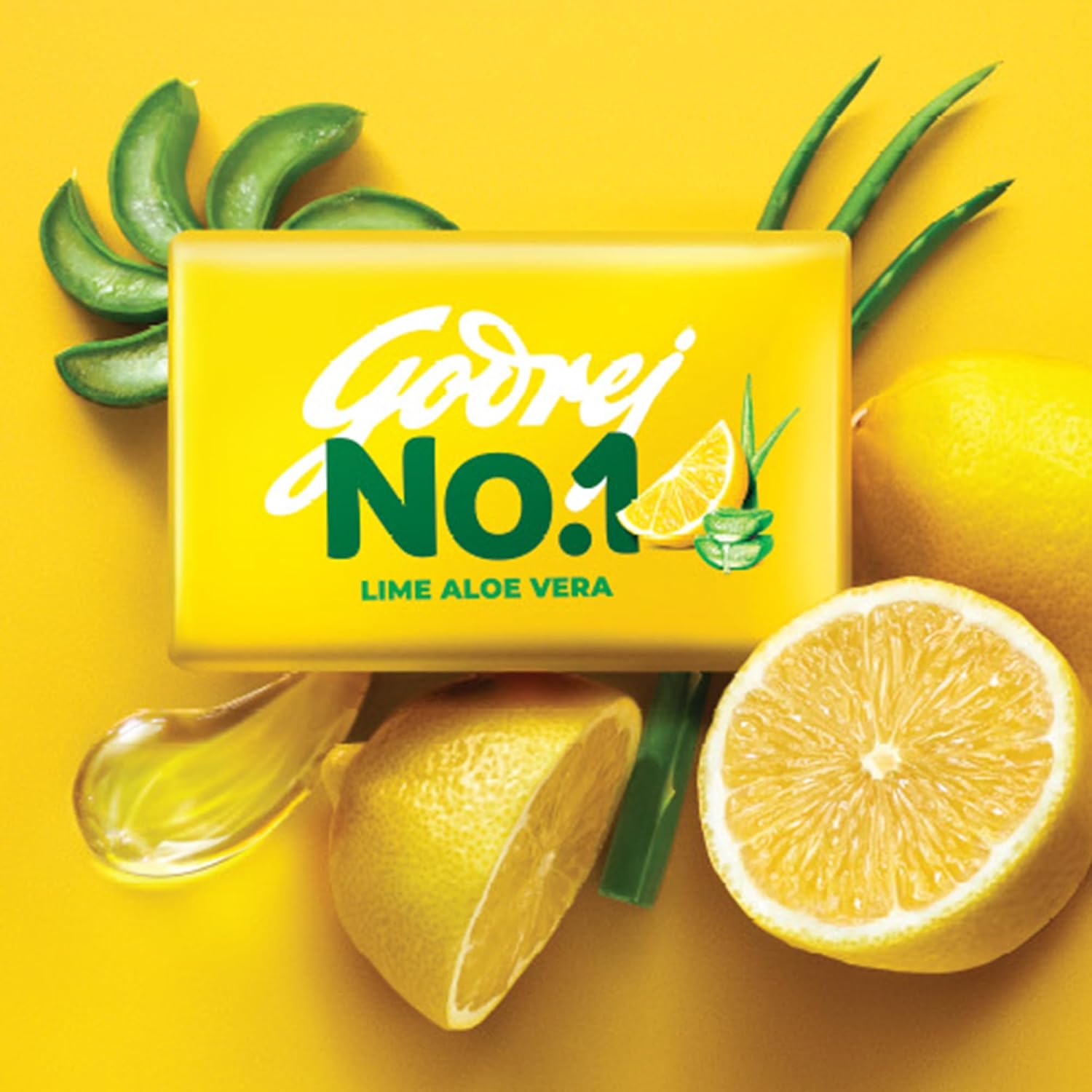 Godrej No.1 Lime & Aloe Vera Soap - Pack of 6 (150g each) - High TFM (Grade 1 Soap) | Soaps For Bath | Long-Lasting Fragrance
