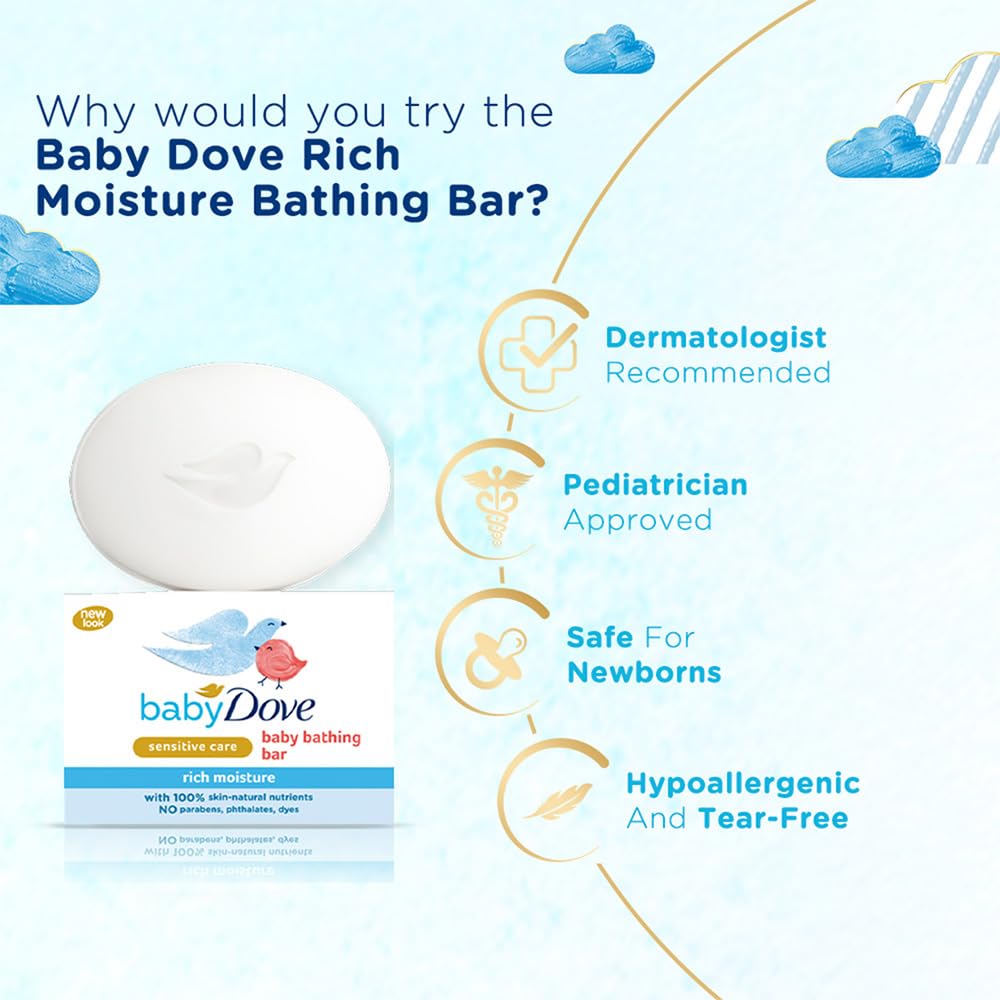 Baby Dove Rich Moisture Bathing Bar - Pack of 6 - 75 gm