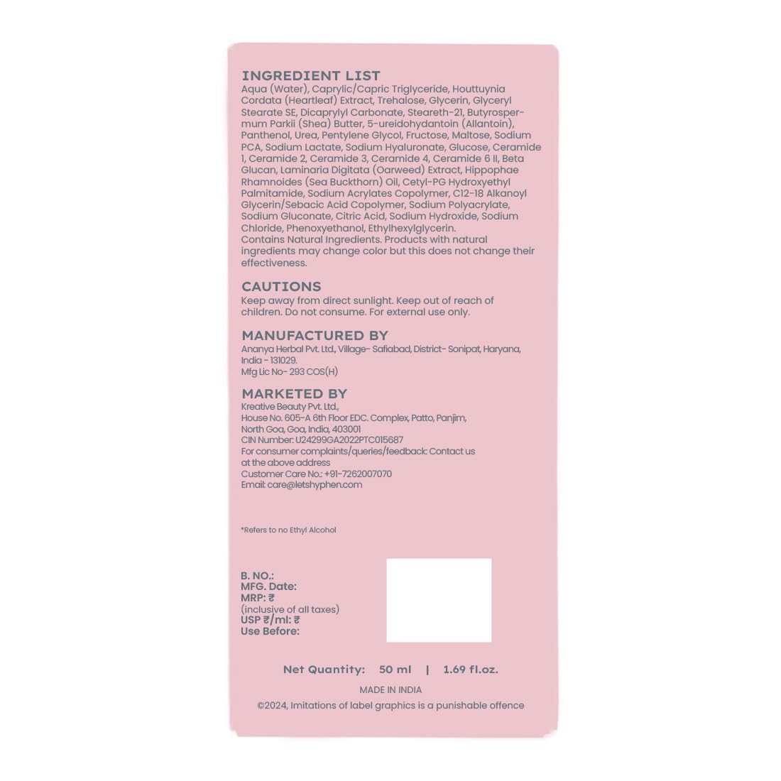 Hyphen Ceramide Rich Pillow Cream 50ml