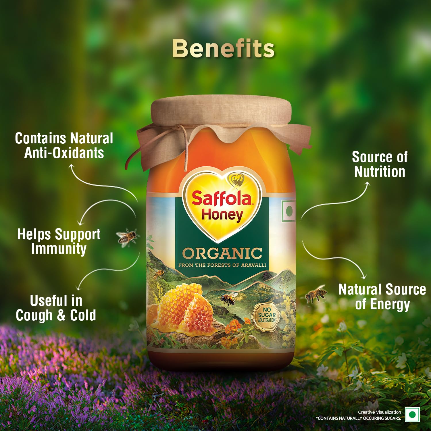 Saffola Wild Forest Organic Honey, 500g, 100% Pure Wild Forest Organic Honey