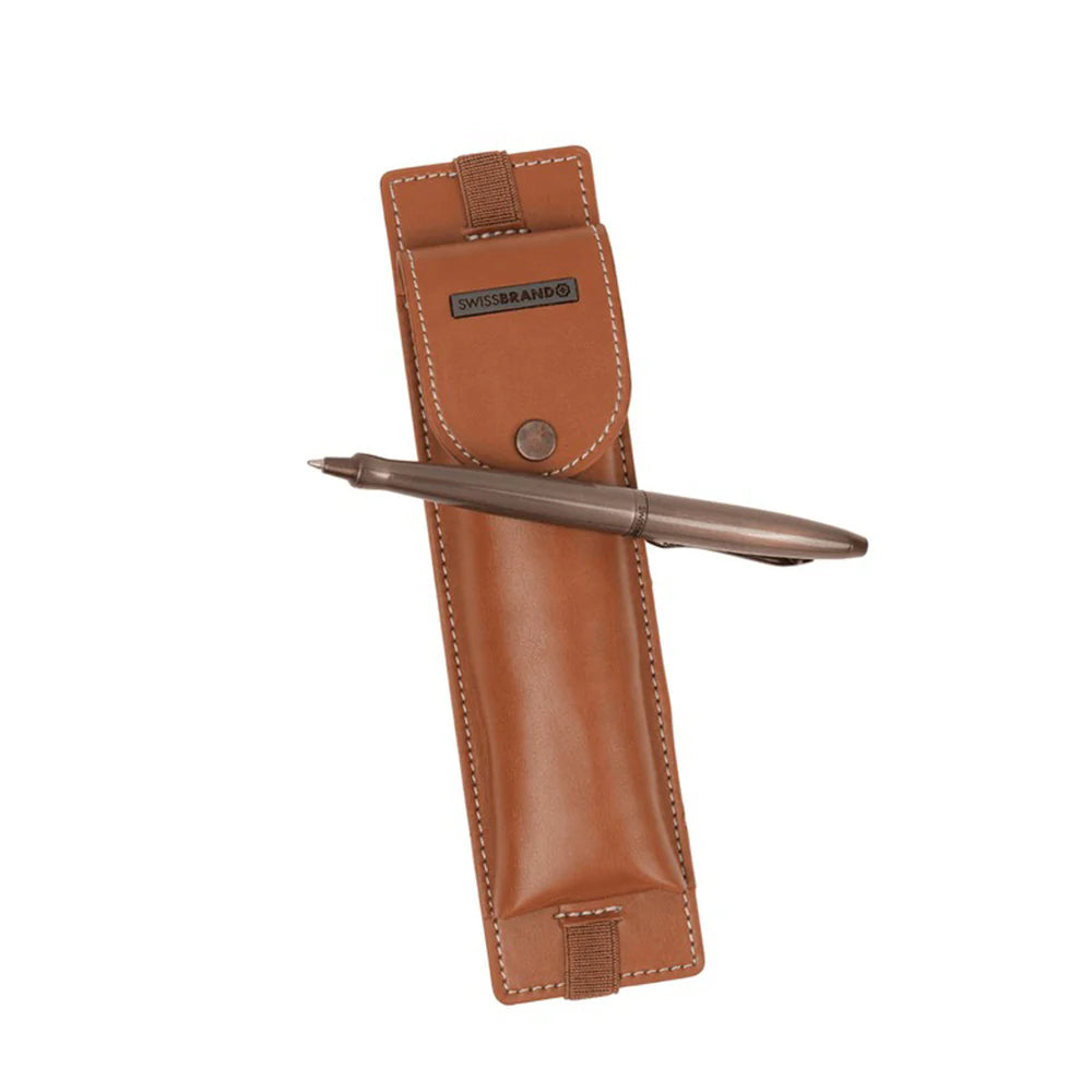 Swissbrand G06-2523-22 Matte Brown Ballpoint Pen with Tan Color Pen Case