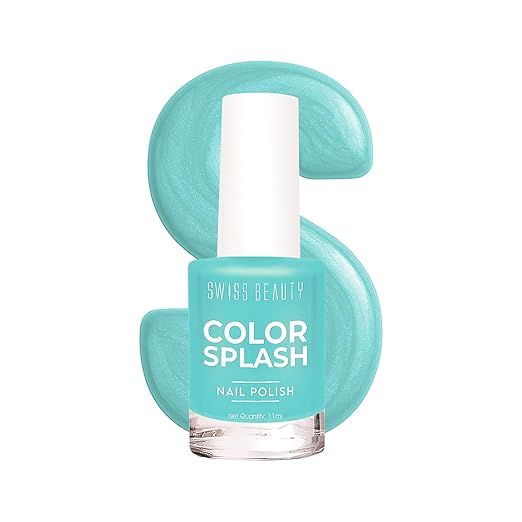 Swiss Beauty Color Splash Nail Polish - Long-Lasting, Glossy - 11 ML, Electric Aqua