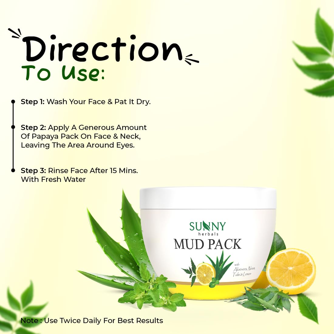 Bakson’s Sunny Mud Pack with Aloe Vera, Neem,Tulsi & Lemon 150gm for skin infections dry skin