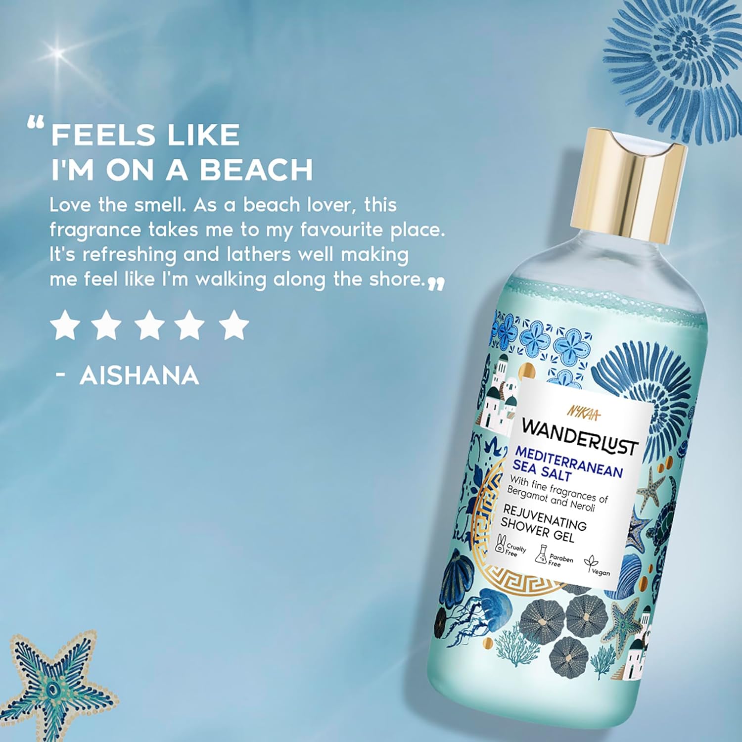 Nykaa Wanderlust Mediterranean Sea Salt Shower Gel, 300 ml|