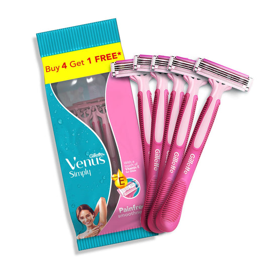 Gillette Venus Simply Venus Pink Hair Removal for Women - 5 razors (B4G1)