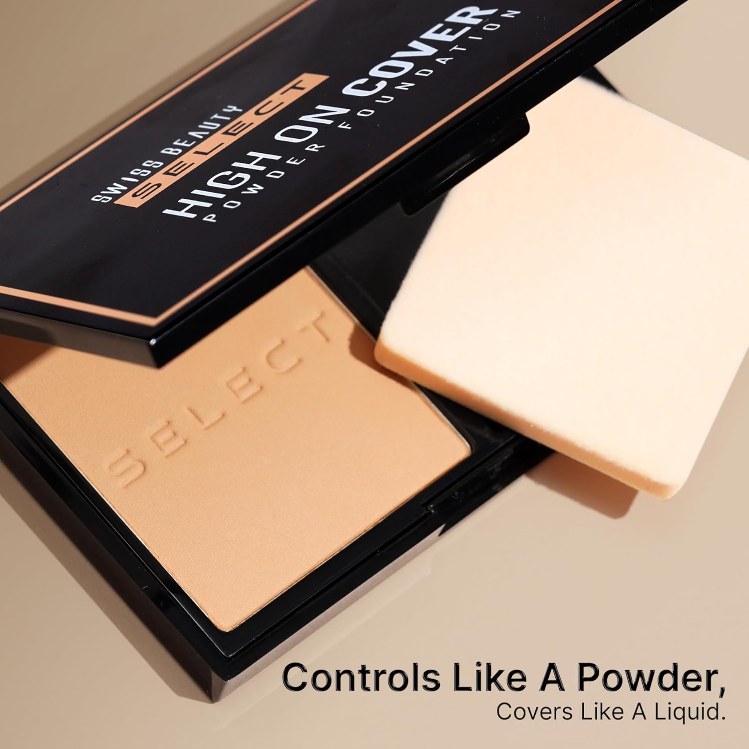 SWISS BEAUTY Matte All Select High On Cover Powder Foundation With Sponge | Waterproof & Oil Controlling | 16-Hour Wear | Shade 06 Warm Honey, 5.5G