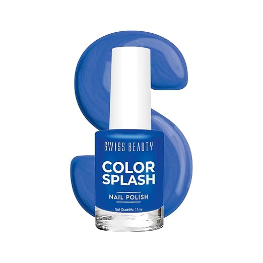 Swiss Beauty Color Splash Nail Polish - Long-Lasting, Glossy - 11 ML, Majestic Blue
