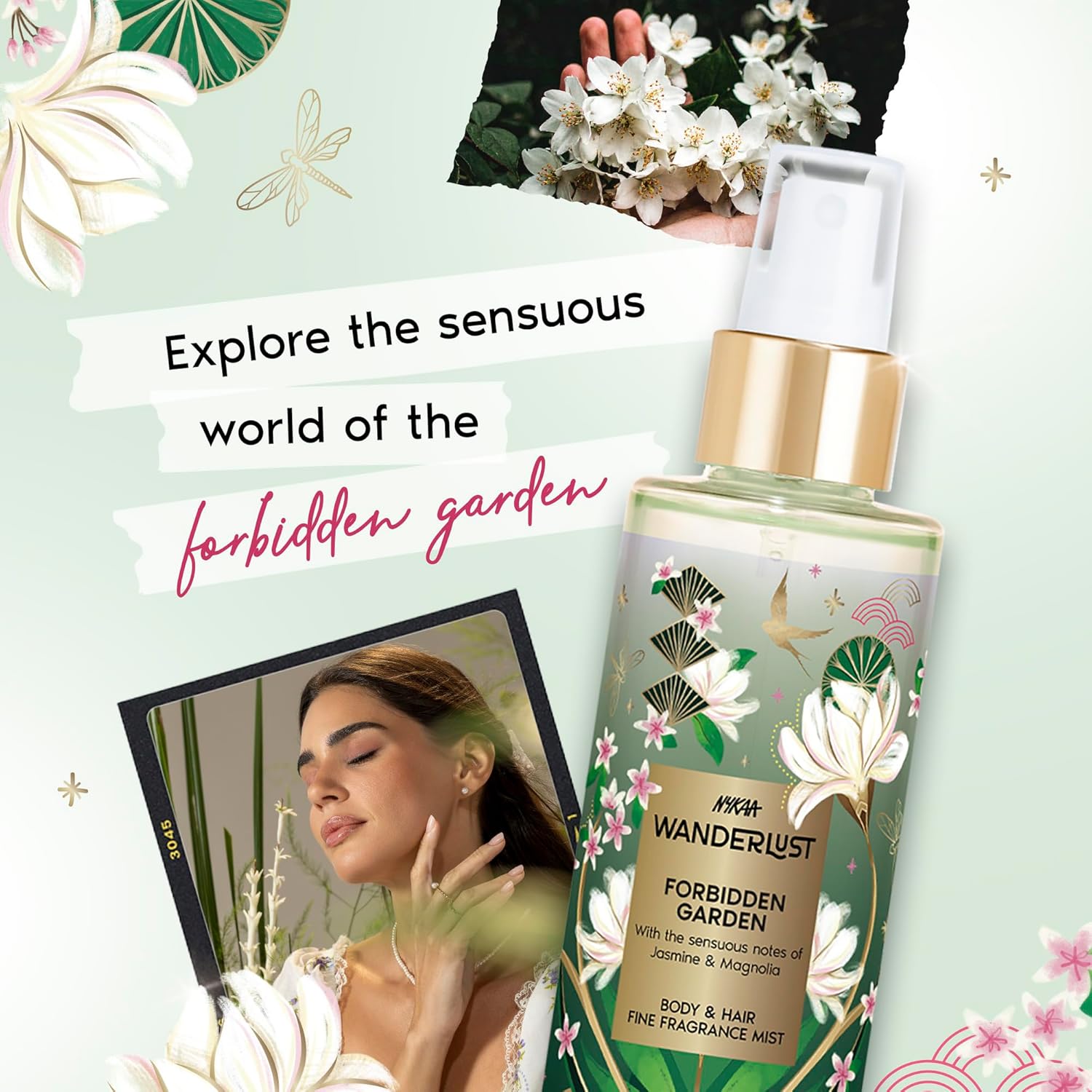 Nykaa Wanderlust Forbidden Garden Body & Hair Fine Fragrance I | Perfume Mist for Women – 200 ml I Jasmine and Magnolia |